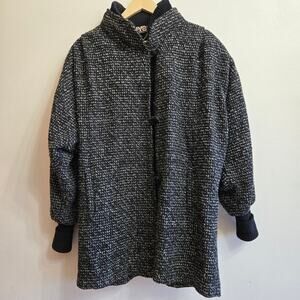 New York Girl Womens Vtg Tweed Wool Peacoat Size 16 Oversized Dolman Made in USA